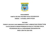 Pengumuman Panitia Seleksi Keanggotaan DPR Provinsi Papua Pegunungan